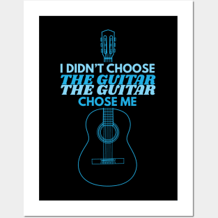 I Didn't Choose The Guitar Classical Guitar Outline Posters and Art